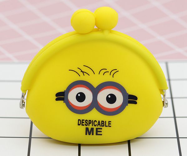 便攜硅膠錢包，卡扣硅膠零錢包，小黃人零錢包